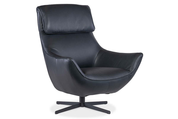 Jefferson Denim "Quick Ship" Leather Swivel Accent Chair (As Shown)