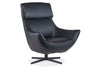 Image of Jefferson Denim "Quick Ship" Leather Swivel Accent Chair (As Shown)