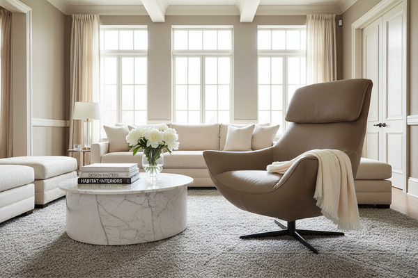 Jefferson Dust "Quick Ship" Leather Swivel Accent Chair (As Shown)