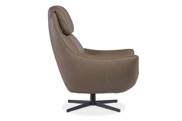 Jefferson Dust "Quick Ship" Leather Swivel Accent Chair (As Shown)