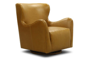 Jeffrey Contemporary Sculpted Leather Swivel Accent Chair