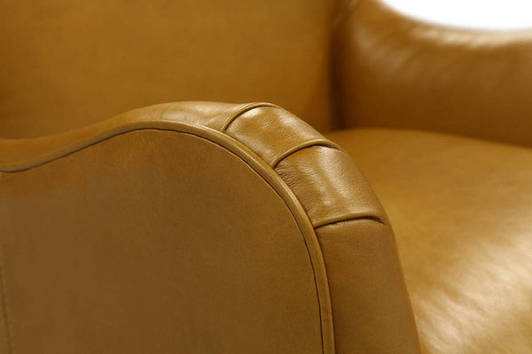 Jeffrey Contemporary Sculpted Leather Swivel Accent Chair