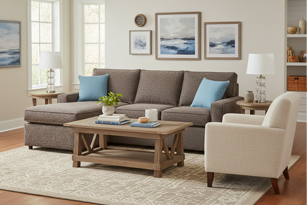 Jennifer Apartment Size Track Arm Reversible Chaise Sectional Sofa