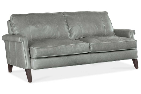 Kane 80 Inch Mid-Century Modern Pillow Back Leather Sofa