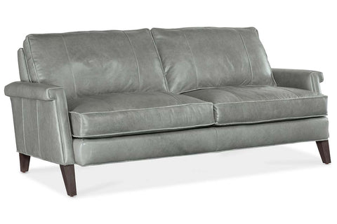Kane 80 Inch Mid-Century Modern Pillow Back Leather Sofa