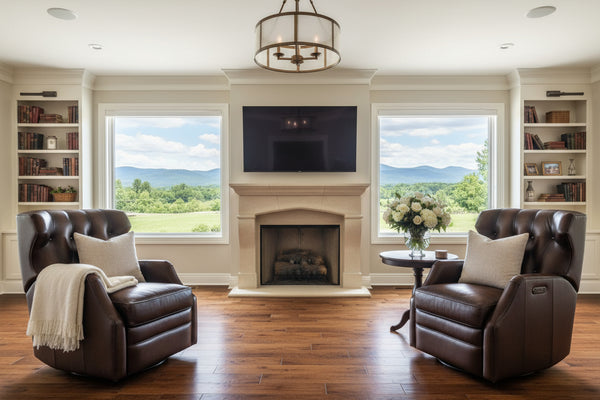 Karl Vortex Leather "Quick Ship" POWER Swivel/Glider Recliner