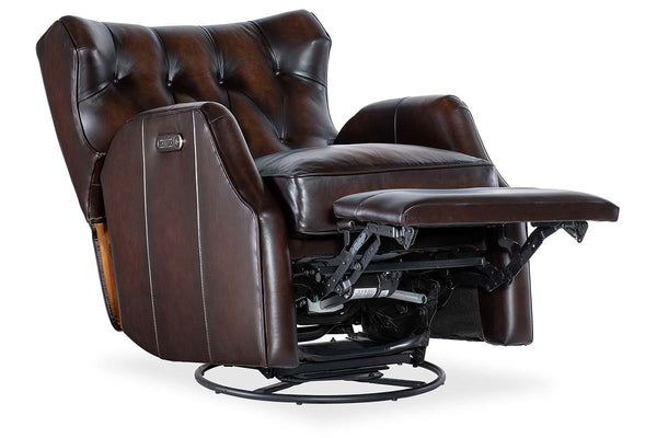 Karl Vortex Leather "Quick Ship" POWER Swivel/Glider Recliner