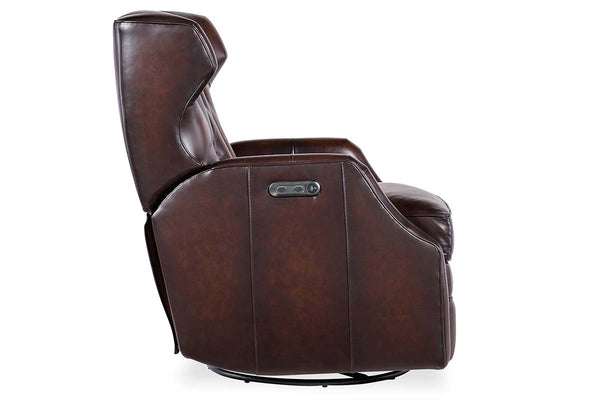 Karl Vortex Leather "Quick Ship" POWER Swivel/Glider Recliner