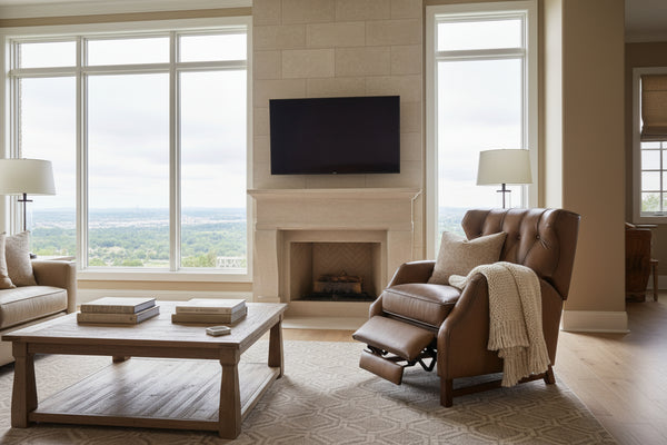 Karl Nature Leather "Quick Ship" Tufted Push Back Recliner