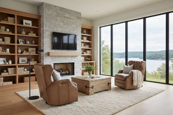 Karl Nature Leather "Quick Ship" POWER Swivel/Glider Recliner