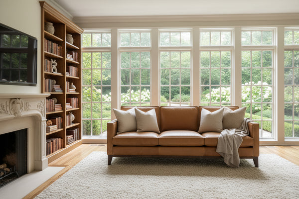 Kellan Modern Leather Track Arm Sofa Collection