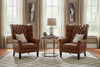 Image of Kensington Leather Tufted Back Accent Arm Chair