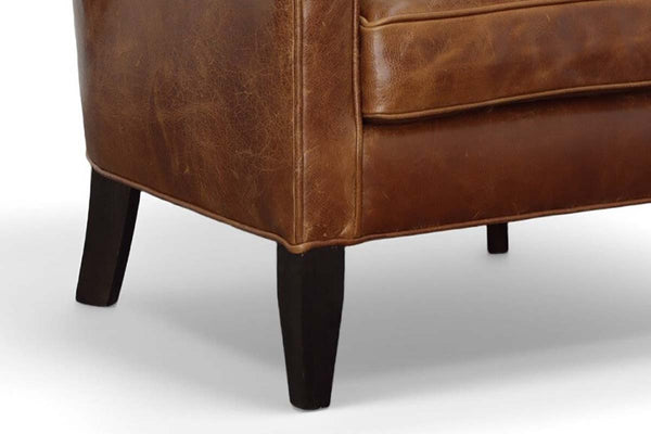 Kensington Leather Tufted Back Accent Arm Chair