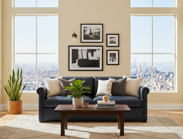 Kerwin 80 Inch Leather Transitional Queen Sleeper Sofa