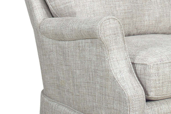 Kimberly 8-Way Hand Tied Traditional Fabric Attached Pillow Back Swivel Accent Chair With Skirt