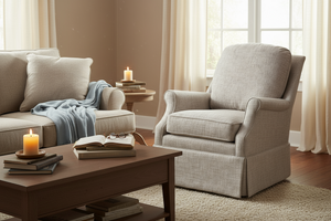 Kimberly 8-Way Hand Tied Traditional Fabric Attached Pillow Back Accent Chair With Skirt