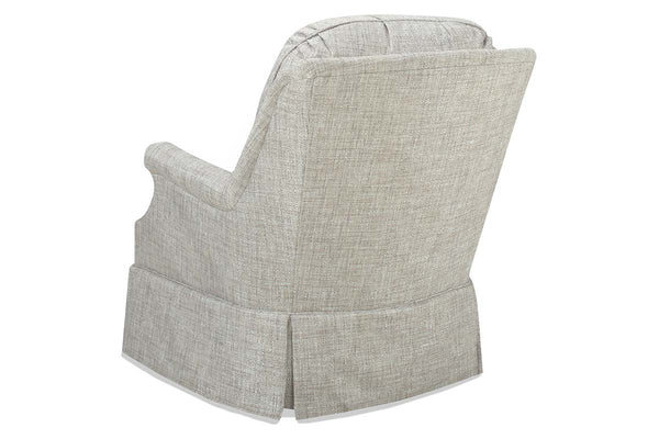Kimberly 8-Way Hand Tied Traditional Fabric Attached Pillow Back SWIVEL/GLIDER Accent Chair With Skirt