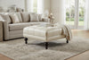 Image of Kline 33 Inch Square Button Tufted Ottoman With Turned Legs