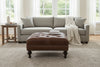 Image of Kline 33 Inch Square Button Tufted Ottoman With Turned Legs