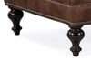 Image of Kline 38 Inch Square Button Tufted Ottoman With Turned Legs