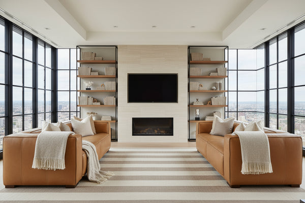 Knox 95 Inch "Quick Ship" Modern Top Grain Leather Sofa