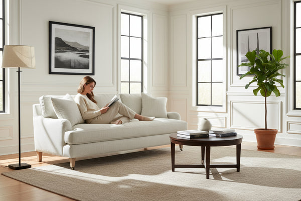 Kristen I 86 Inch English Arm Single Bench Seat Fabric Sofa