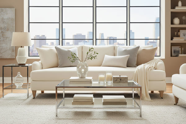 Kristen I 86 Inch English Arm Single Bench Seat Fabric Sofa