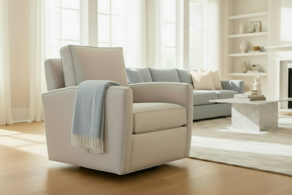 Lance "Quick Ship" 360 Degree SWIVEL/GLIDER Fabric Accent Chair