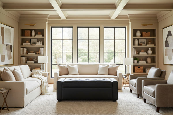 Landon 58 Inch Long Storage Ottoman Bench With Hinged Top