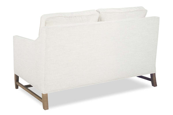 Larissa 58 Inch 8-Way Hand Tied Fabric Two Seat Loveseat With Exposed Wood Base