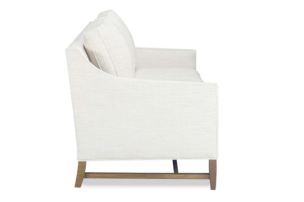 Larissa 58 Inch 8-Way Hand Tied Fabric Two Seat Loveseat With Exposed Wood Base