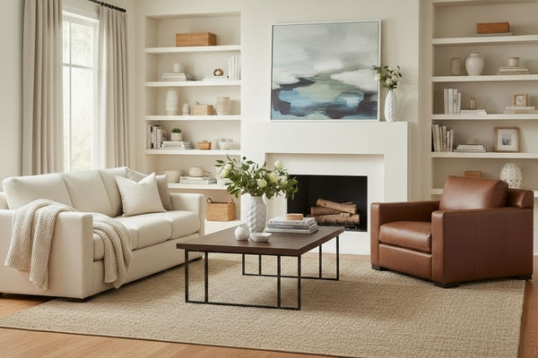 Lawrence Modern Leather Track Arm Sofa Collection