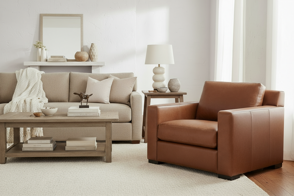 Lawrence Modern Leather Track Arm Sofa Collection