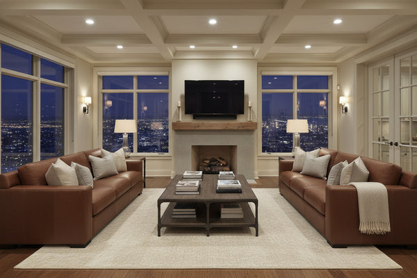 Lawrence Modern Leather Track Arm Sofa Collection