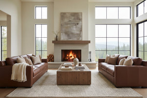 Lawrence 89 Inch Modern Leather Track Arm Sofa