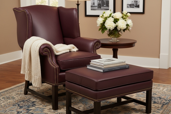 Seton Chippendale Style Leather Accent Arm Chair