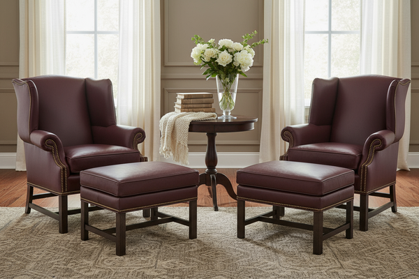 Seton Chippendale Style Leather Accent Arm Chair
