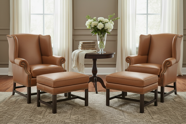 Seton Chippendale Style Leather Accent Arm Chair