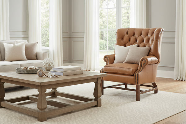 Cullen Leather Tufted Accent Chair