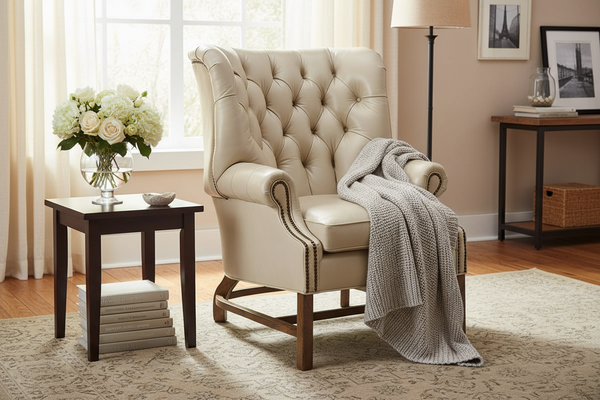 Cullen Leather Tufted Accent Chair