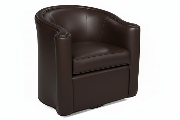 Roman Leather Tub Swivel Barrel Chair