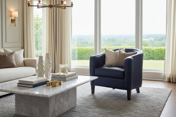 Romana Contemporary Leather Tub Accent Chair