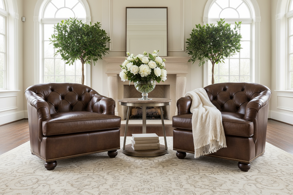 Welby Tufted Leather Tub Chair With Nail Trim