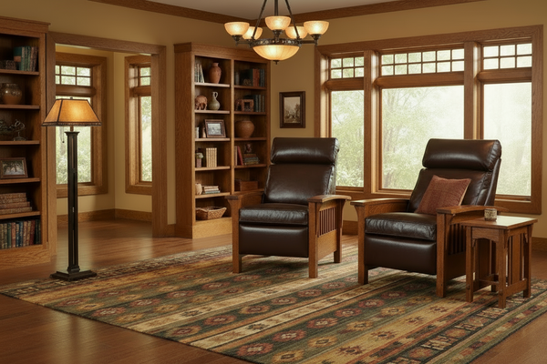 Aldrich Arts And Crafts Style Mission Leather Recliner Chair