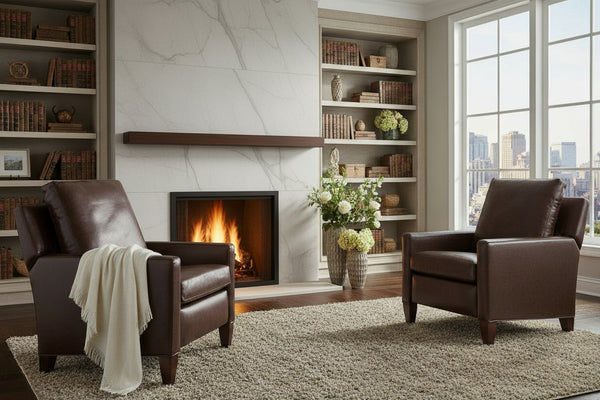 Alvin High Leg Leather Pillow Back Recliner