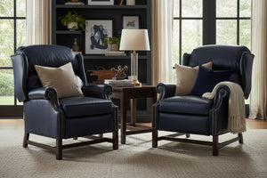 Calhoun Leather Bustle Back Chippendale Recliner