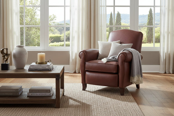 Newport Leather Reclining Chair With High Back