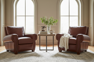 Weston Rustic Leather Pillow Back Recliner With Nails