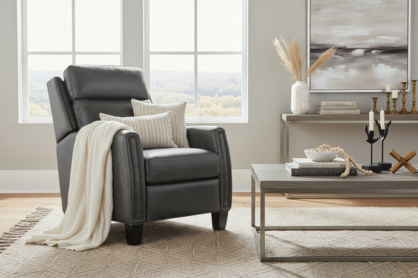 Leland Grey Dual Power "Quick Ship" Leather Transitional Recliner