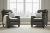 Image of Leland Grey Dual Power "Quick Ship" Leather Transitional Recliner